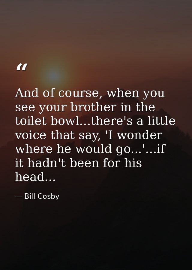 And of course, when you see your brother in the toilet bowl...there's a little voice that say, 'I wonder where he would  — Bill Cosby