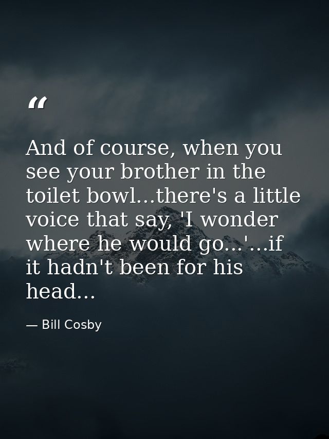 And of course, when you see your brother in the toilet bowl...there's a little voice that say, 'I wonder where he would  — Bill Cosby