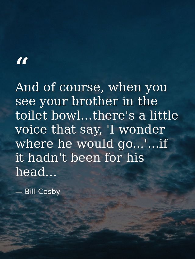 And of course, when you see your brother in the toilet bowl...there's a little voice that say, 'I wonder where he would  — Bill Cosby
