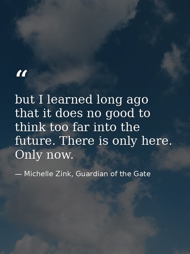 but I learned long ago that it does no good to think too far into the future. There is only here. Only now. — Michelle Zink, Guardian of the Gate