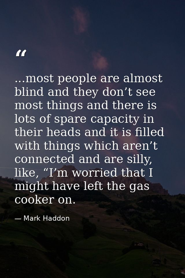 ...most people are almost blind and they don’t see most things and there is lots of spare capacity in their heads and it — Mark Haddon