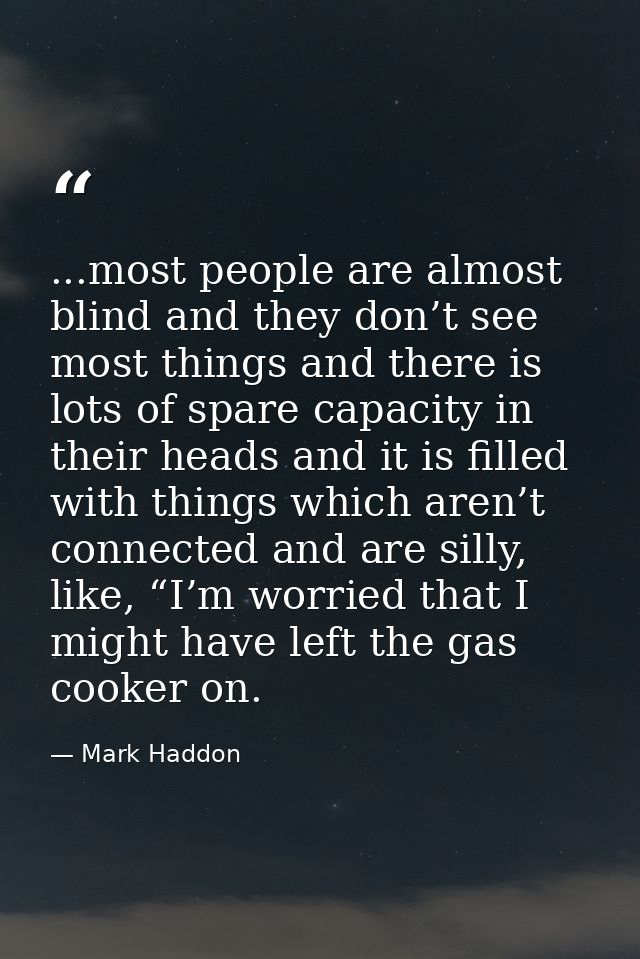 ...most people are almost blind and they don’t see most things and there is lots of spare capacity in their heads and it — Mark Haddon