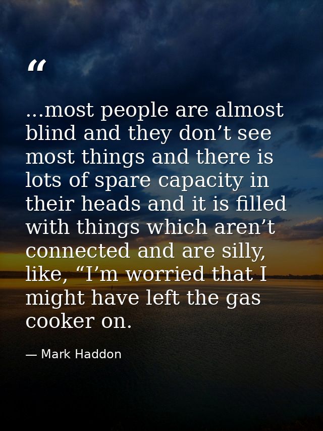 ...most people are almost blind and they don’t see most things and there is lots of spare capacity in their heads and it — Mark Haddon
