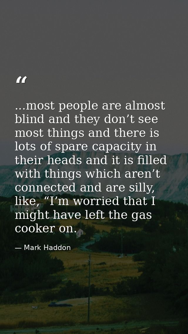 ...most people are almost blind and they don’t see most things and there is lots of spare capacity in their heads and it — Mark Haddon