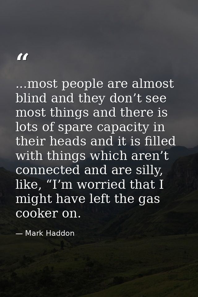 ...most people are almost blind and they don’t see most things and there is lots of spare capacity in their heads and it — Mark Haddon