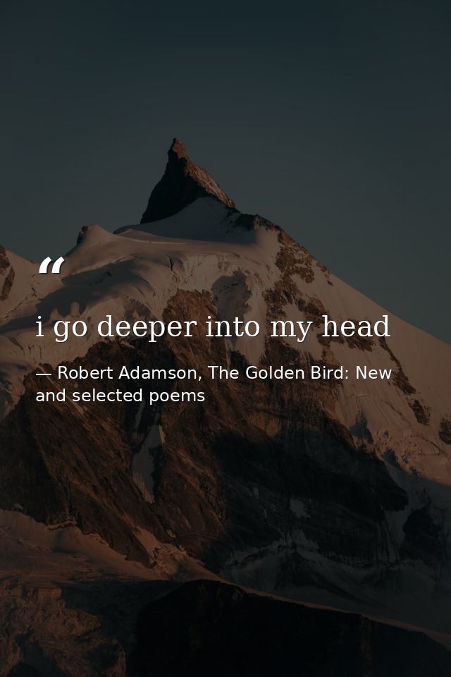 i go deeper into my head — Robert Adamson, The Golden Bird: New and selected poems