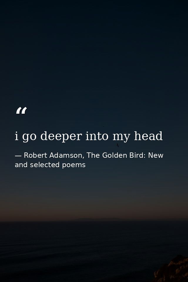 i go deeper into my head — Robert Adamson, The Golden Bird: New and selected poems