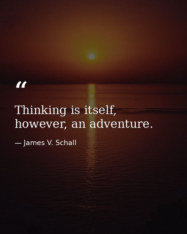 Thinking is itself, however, an adventure. — James V. Schall
