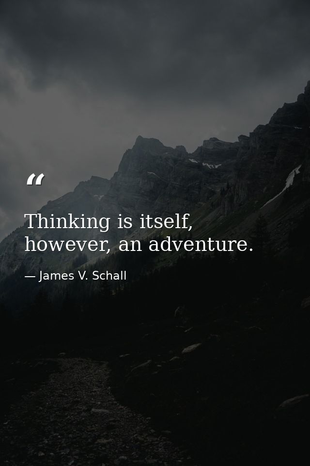 Thinking is itself, however, an adventure. — James V. Schall