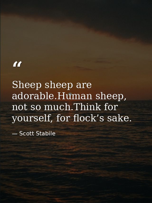 Sheep sheep are adorable.Human sheep, not so much.Think for yourself, for flock’s sake. — Scott Stabile