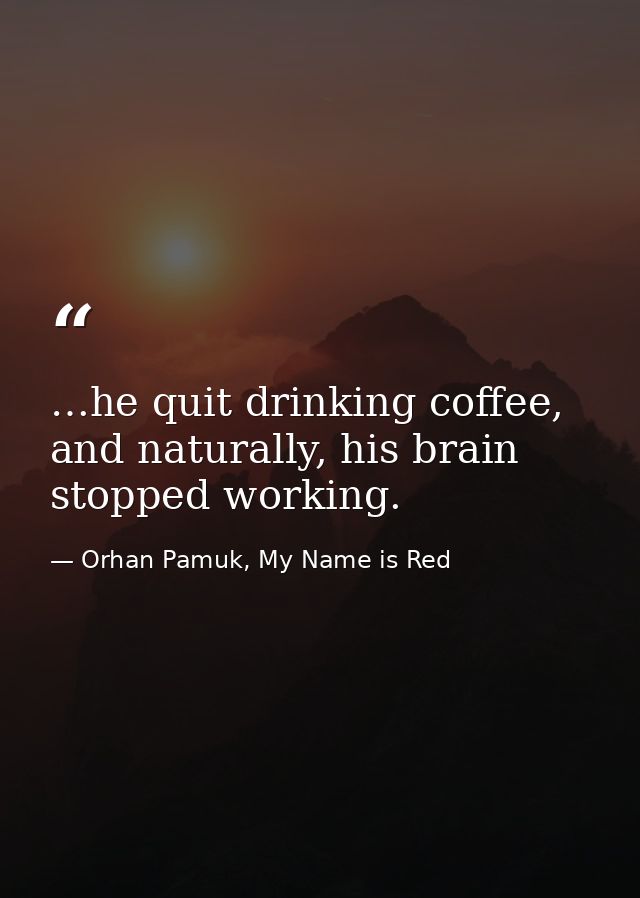 …he quit drinking coffee, and naturally, his brain stopped working. — Orhan Pamuk, My Name is Red