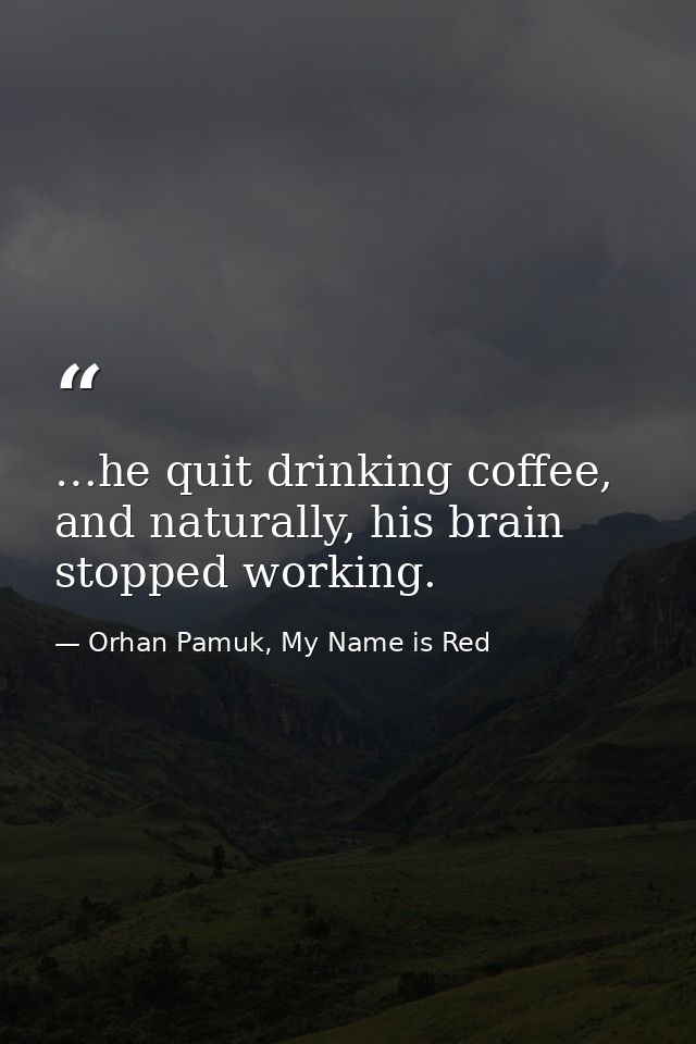 …he quit drinking coffee, and naturally, his brain stopped working. — Orhan Pamuk, My Name is Red