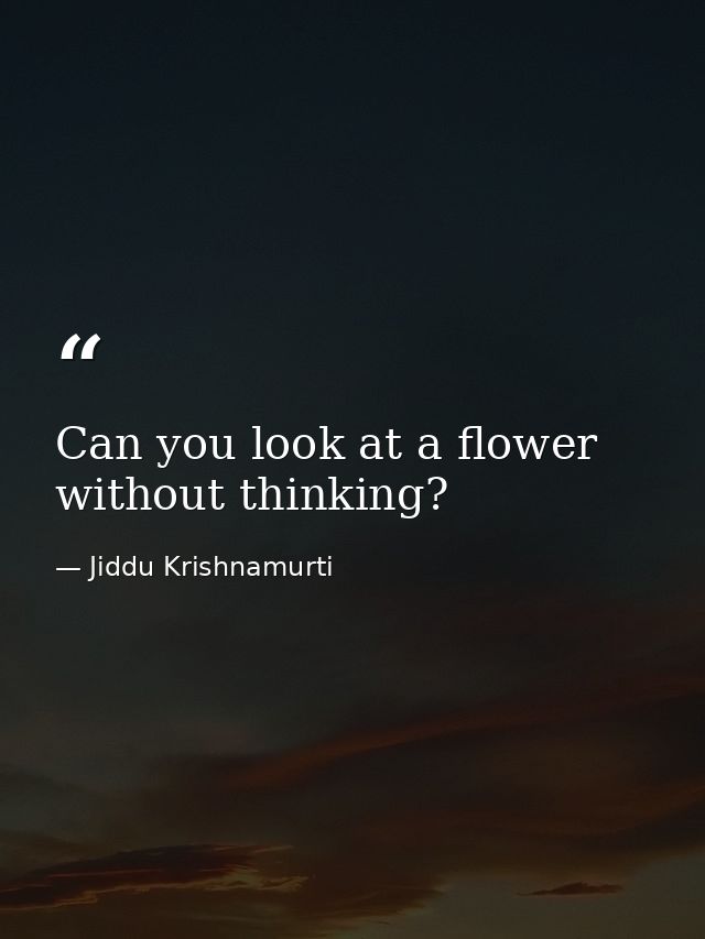 Can you look at a flower without thinking? — Jiddu Krishnamurti