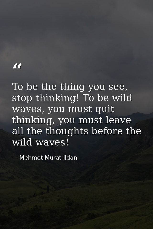 To be the thing you see, stop thinking! To be wild waves, you must quit thinking, you must leave all the thoughts before — Mehmet Murat ildan