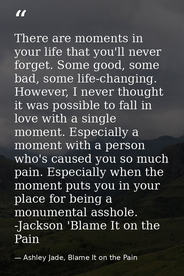 There are moments in your life that you'll never forget. Some good, some bad, some life-changing. However, I never thoug — Ashley Jade, Blame It on the Pain