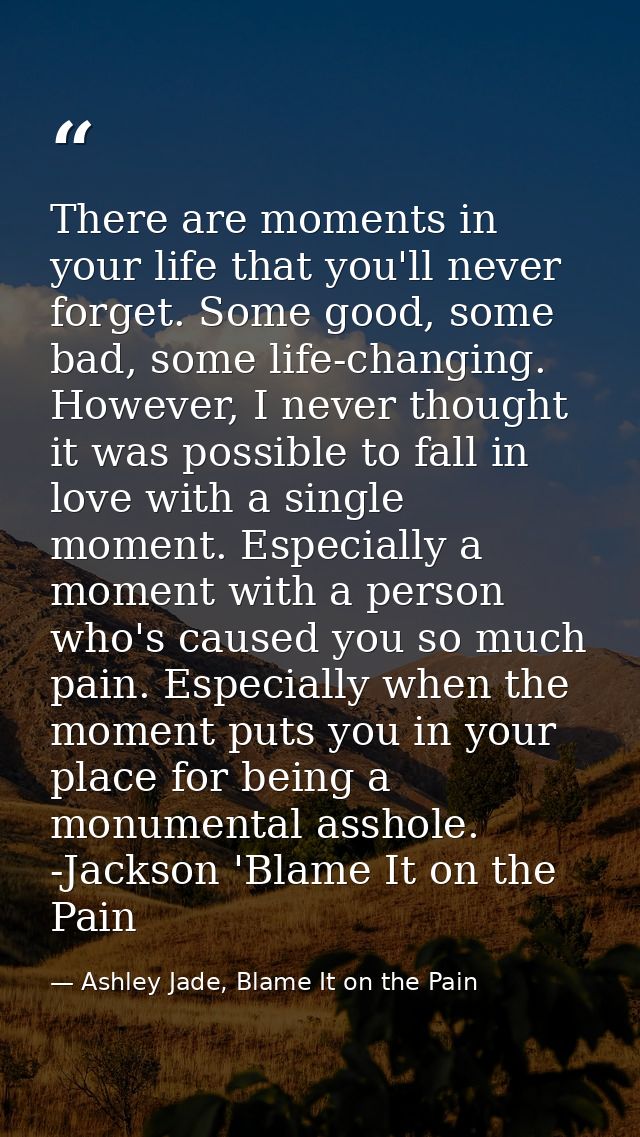 There are moments in your life that you'll never forget. Some good, some bad, some life-changing. However, I never thoug — Ashley Jade, Blame It on the Pain