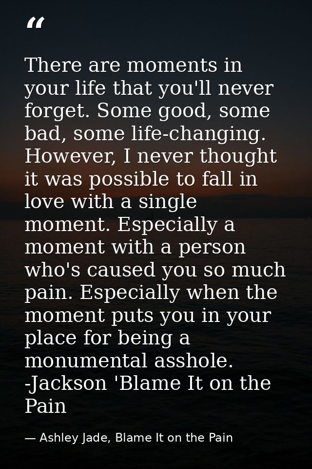 There are moments in your life that you'll never forget. Some good, some bad, some life-changing. However, I never thoug — Ashley Jade, Blame It on the Pain