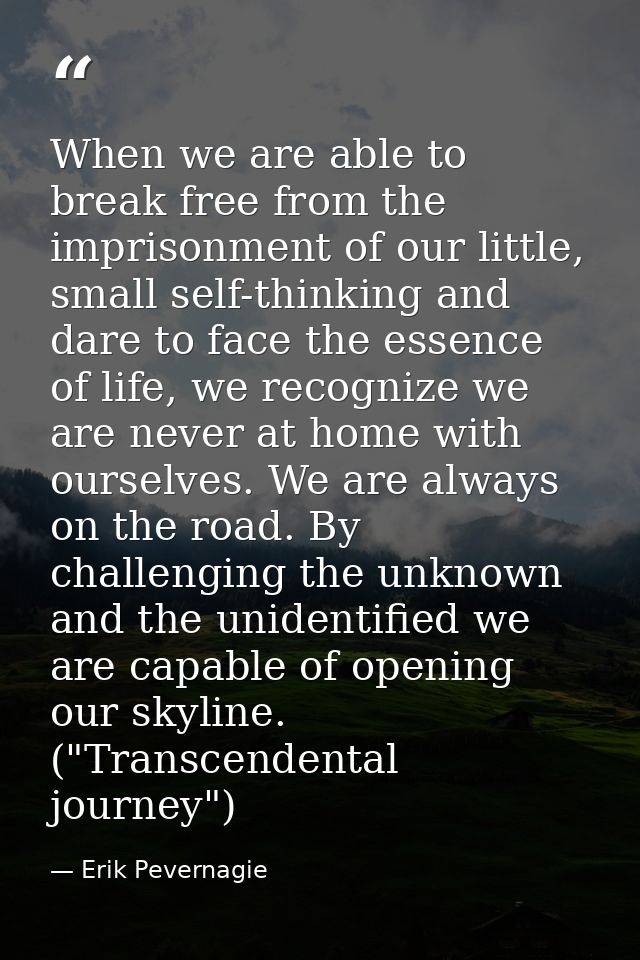 When we are able to break free from the imprisonment of our little, small self-thinking and dare to face the essence of  — Erik Pevernagie