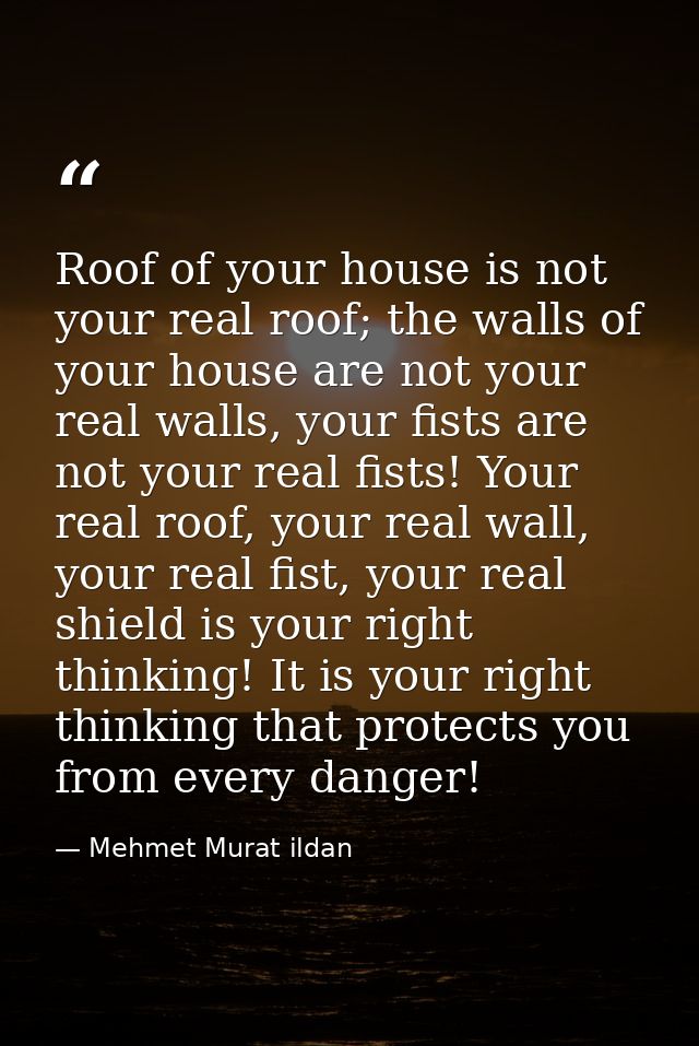 Roof of your house is not your real roof; the walls of your house are not your real walls, your fists are not your real  — Mehmet Murat ildan
