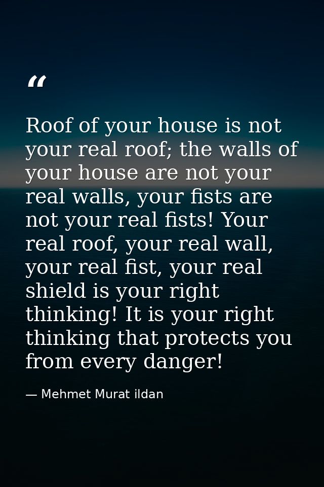 Roof of your house is not your real roof; the walls of your house are not your real walls, your fists are not your real  — Mehmet Murat ildan