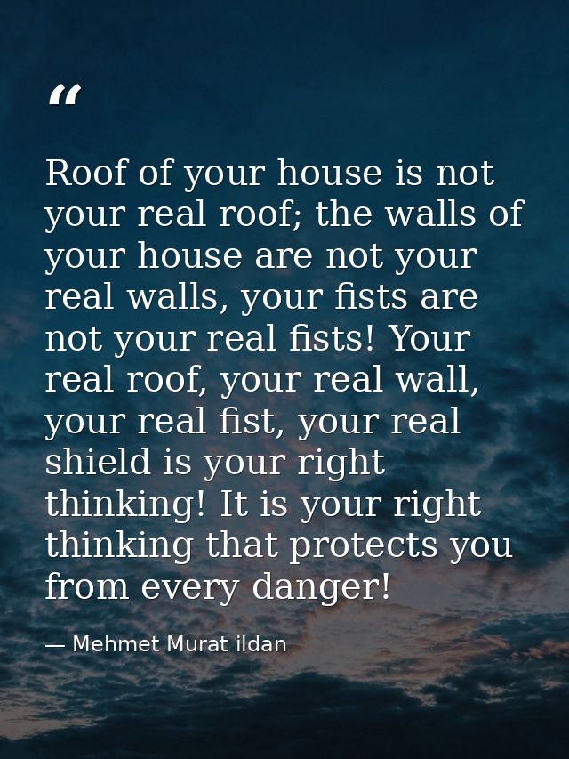 Roof of your house is not your real roof; the walls of your house are not your real walls, your fists are not your real  — Mehmet Murat ildan
