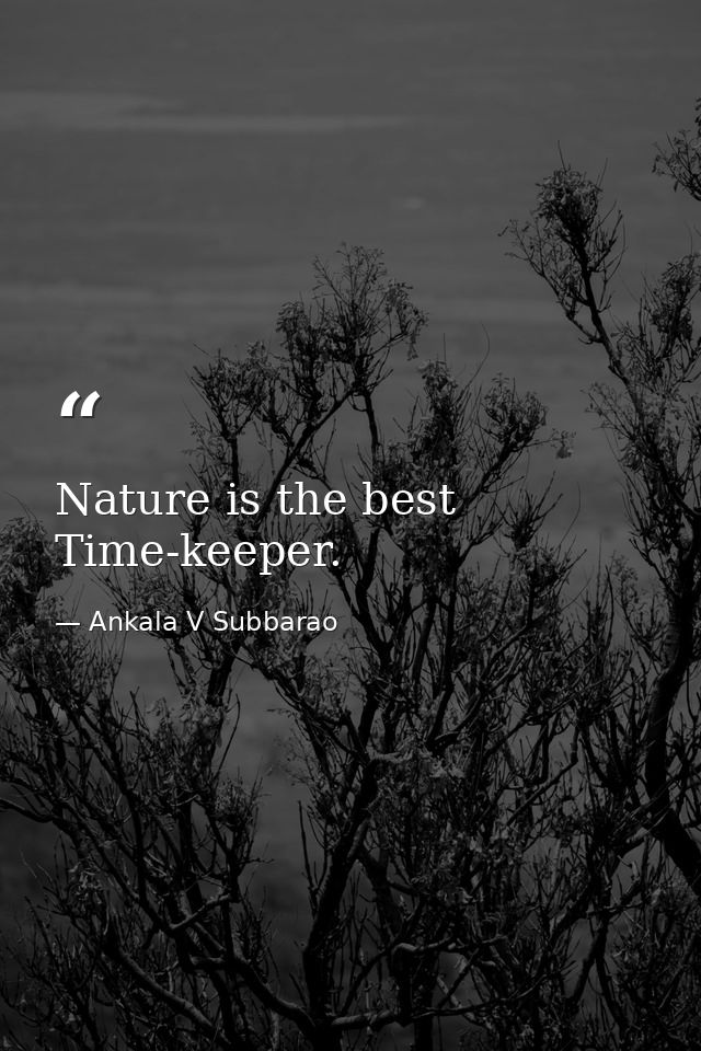 Nature is the best Time-keeper. — Ankala V Subbarao