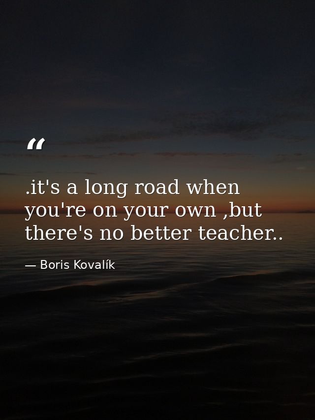 .it's a long road when you're on your own ,but there's no better teacher.. — Boris Kovalík