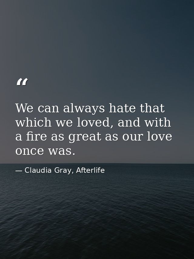 We can always hate that which we loved, and with a fire as great as our love once was. — Claudia Gray, Afterlife