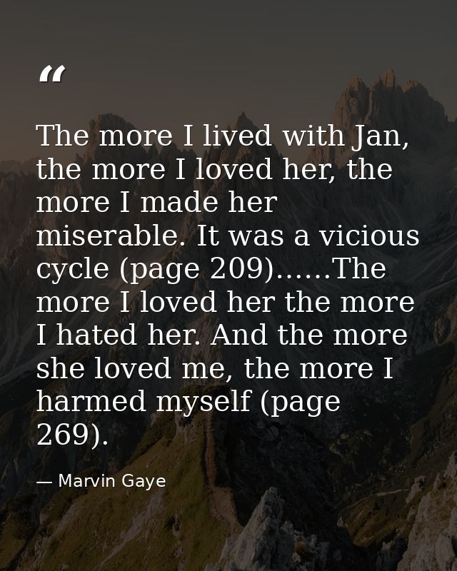 The more I lived with Jan, the more I loved her, the more I made her miserable. It was a vicious cycle (page 209)……The m — Marvin Gaye