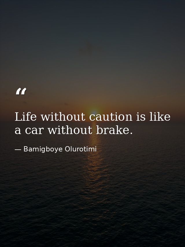 Life without caution is like a car without brake. — Bamigboye Olurotimi