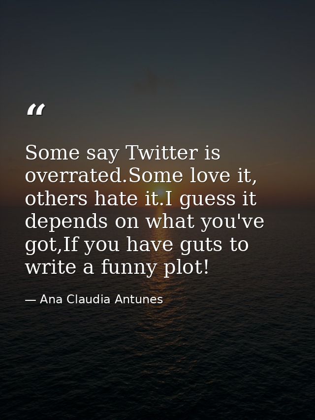 Some say Twitter is overrated.Some love it, others hate it.I guess it depends on what you've got,If you have guts to wri — Ana Claudia Antunes
