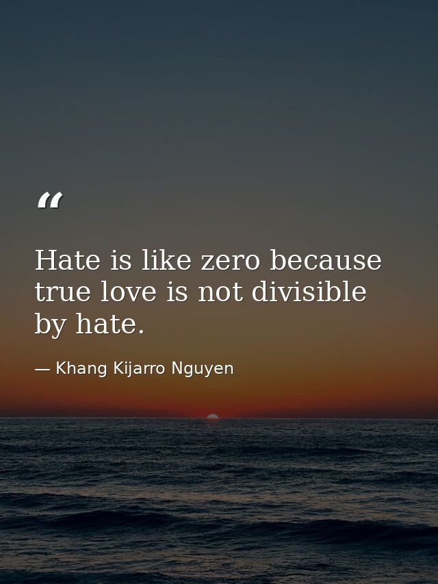 Hate is like zero because true love is not divisible by hate. — Khang Kijarro Nguyen