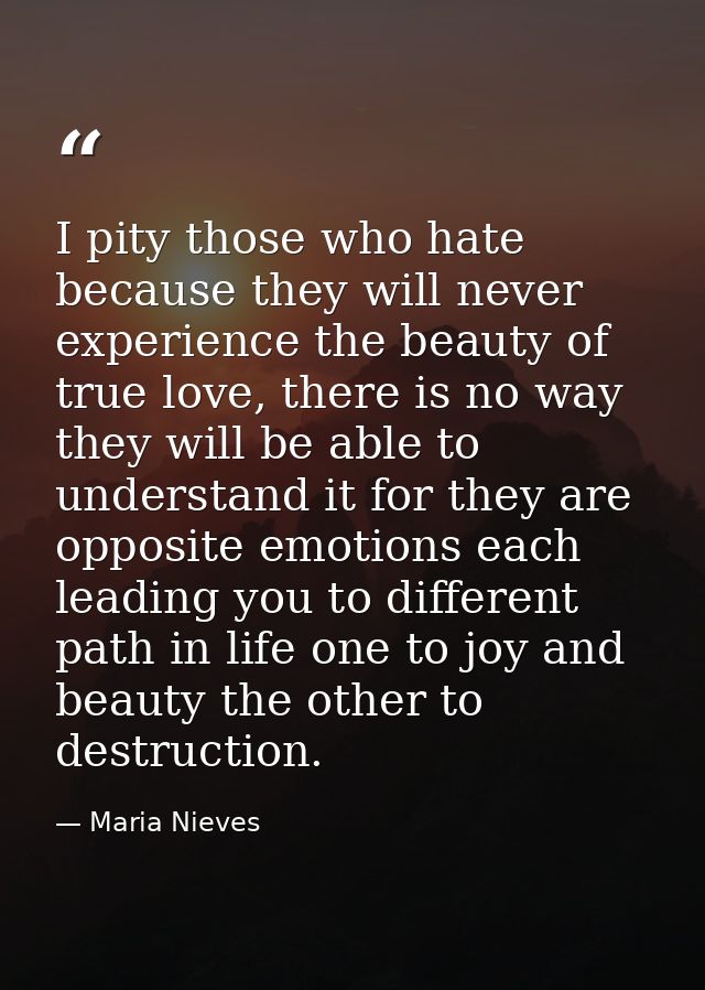 I pity those who hate because they will never experience the beauty of true love, there is no way they will be able to u — Maria Nieves
