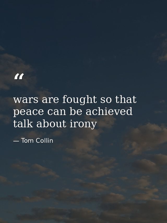 wars are fought so that peace can be achieved talk about irony — Tom Collin