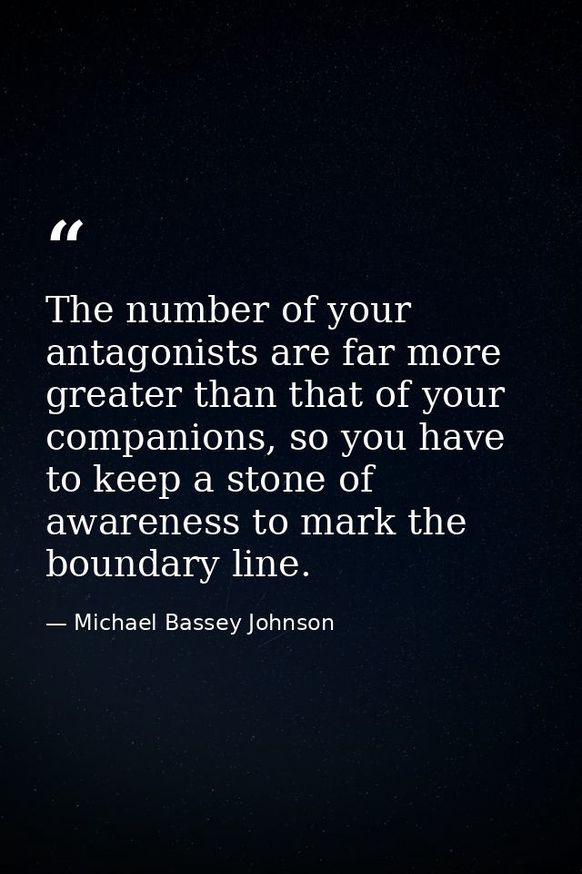 The number of your antagonists are far more greater than that of your companions, so you have to keep a stone of awarene — Michael Bassey Johnson