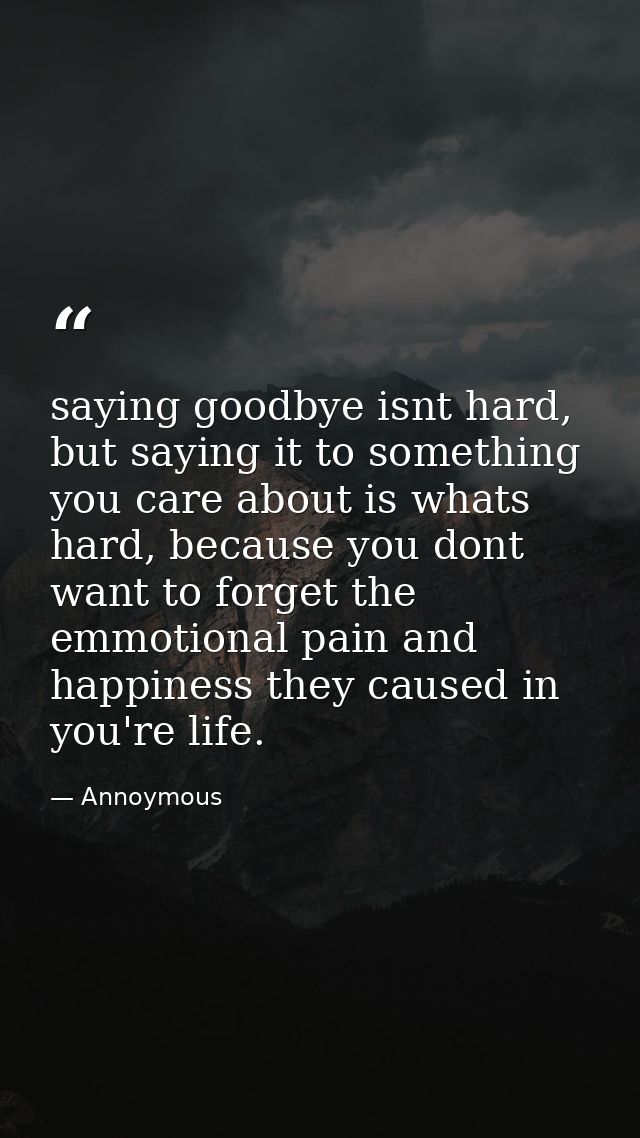 saying goodbye isnt hard, but saying it to something you care about is whats hard, because you dont want to forget the e — Annoymous