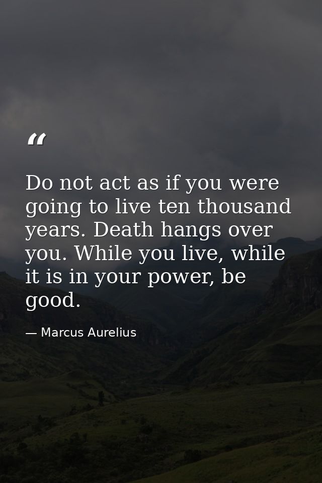 Do not act as if you were going to live ten thousand years. Death hangs over you. While you live, while it is in your po — Marcus Aurelius