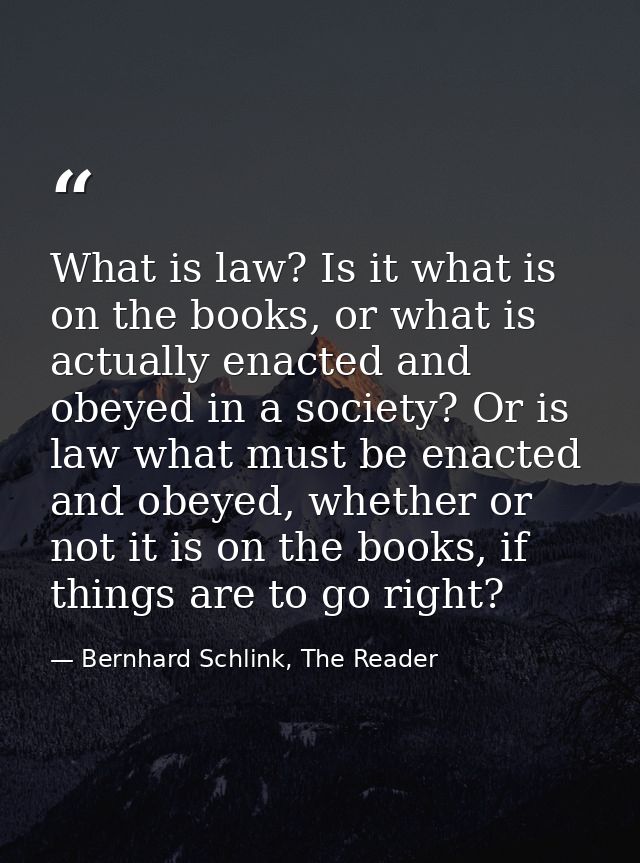 What is law? Is it what is on the books, or what is actually enacted and obeyed in a society? Or is law what must be ena — Bernhard Schlink, The Reader