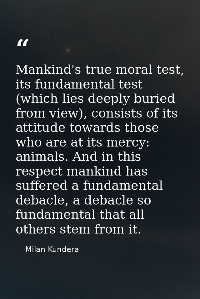 Mankind's true moral test, its fundamental test (which lies deeply buried from view), consists of its attitude towards t — Milan Kundera