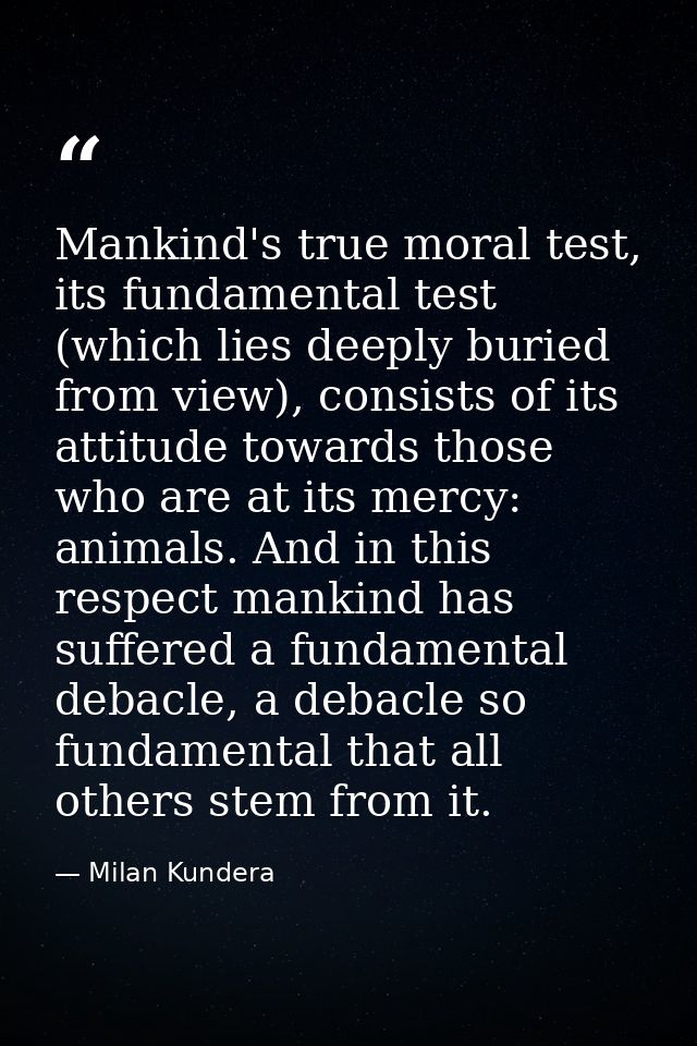 Mankind's true moral test, its fundamental test (which lies deeply buried from view), consists of its attitude towards t — Milan Kundera