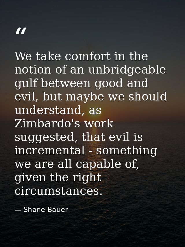 We take comfort in the notion of an unbridgeable gulf between good and evil, but maybe we should understand, as Zimbardo — Shane Bauer