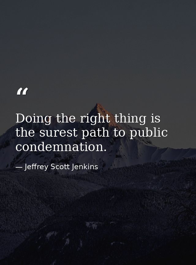 Doing the right thing is the surest path to public condemnation. — Jeffrey Scott Jenkins