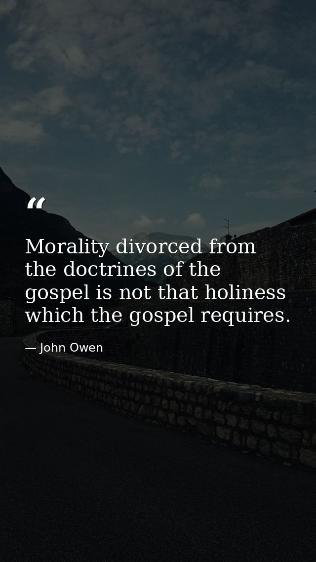 Morality divorced from the doctrines of the gospel is not that holiness which the gospel requires. — John Owen