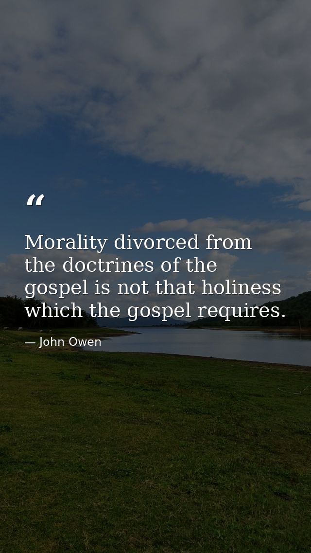 Morality divorced from the doctrines of the gospel is not that holiness which the gospel requires. — John Owen
