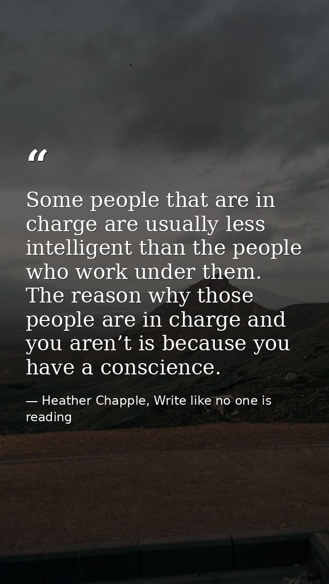 Some people that are in charge are usually less intelligent than the people who work under them. The reason why those pe — Heather Chapple, Write like no one is reading