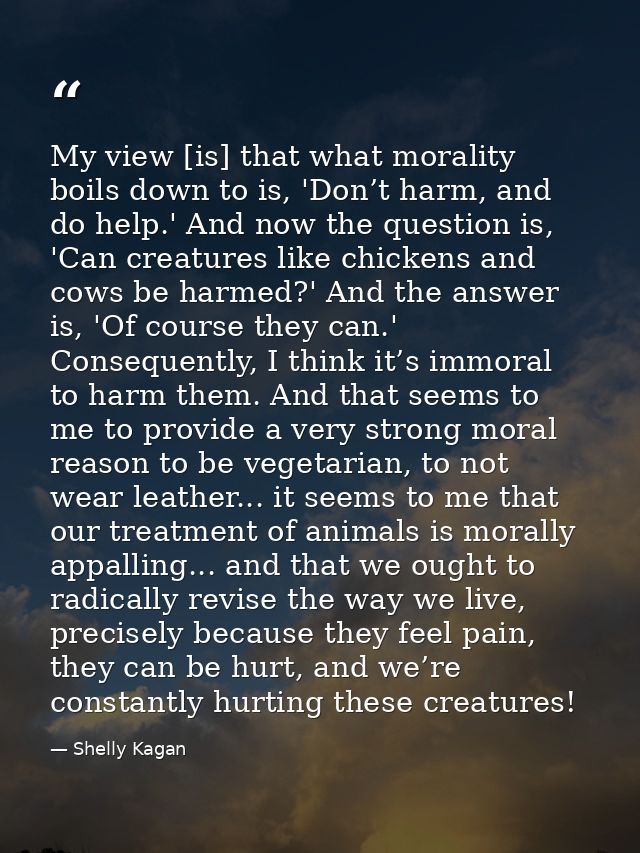 My view [is] that what morality boils down to is, 'Don’t harm, and do help.' And now the question is, 'Can creatures lik — Shelly Kagan