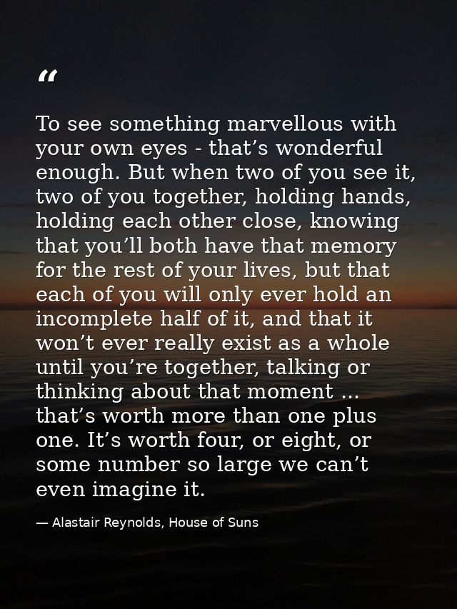 To see something marvellous with your own eyes - that’s wonderful enough. But when two of you see it, two of you togethe — Alastair Reynolds, House of Suns