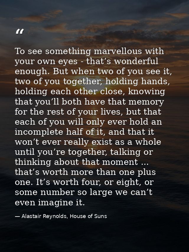 To see something marvellous with your own eyes - that’s wonderful enough. But when two of you see it, two of you togethe — Alastair Reynolds, House of Suns
