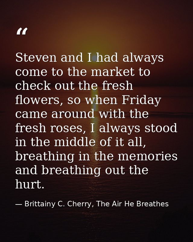 Steven and I had always come to the market to check out the fresh flowers, so when Friday came around with the fresh ros — Brittainy C. Cherry, The Air He Breathes