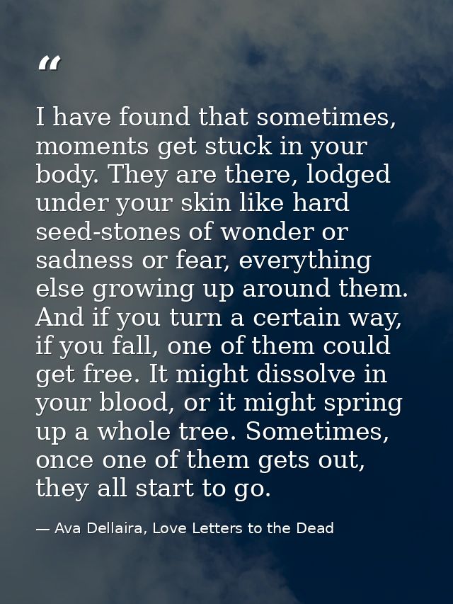 I have found that sometimes, moments get stuck in your body. They are there, lodged under your skin like hard seed-stone — Ava Dellaira, Love Letters to the Dead
